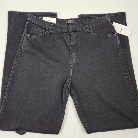 7 For All Mankind Black Tall Boot Distressed Style Denim Jeans - Picture 3 of 11